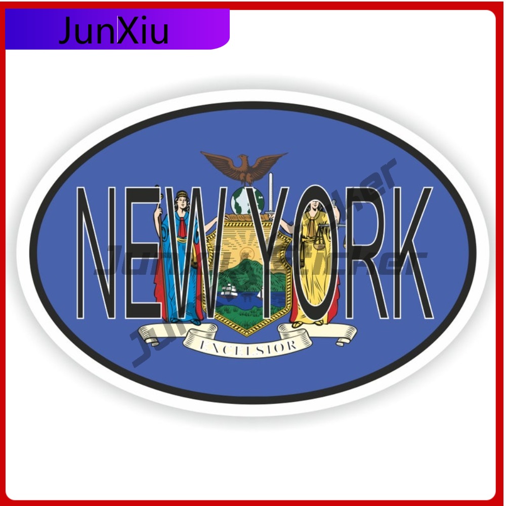 Car Accessories York - สติกเกอร์รูปวงรีนิวยอร์กพร้อมตราสัญลักษณ์ธงชาติ สติกเกอร์ตกแต่งรถยนต์ลายตลก อุปกรณ์ตกแต่งสำหรับติดรถมอเตอร์ไซค์