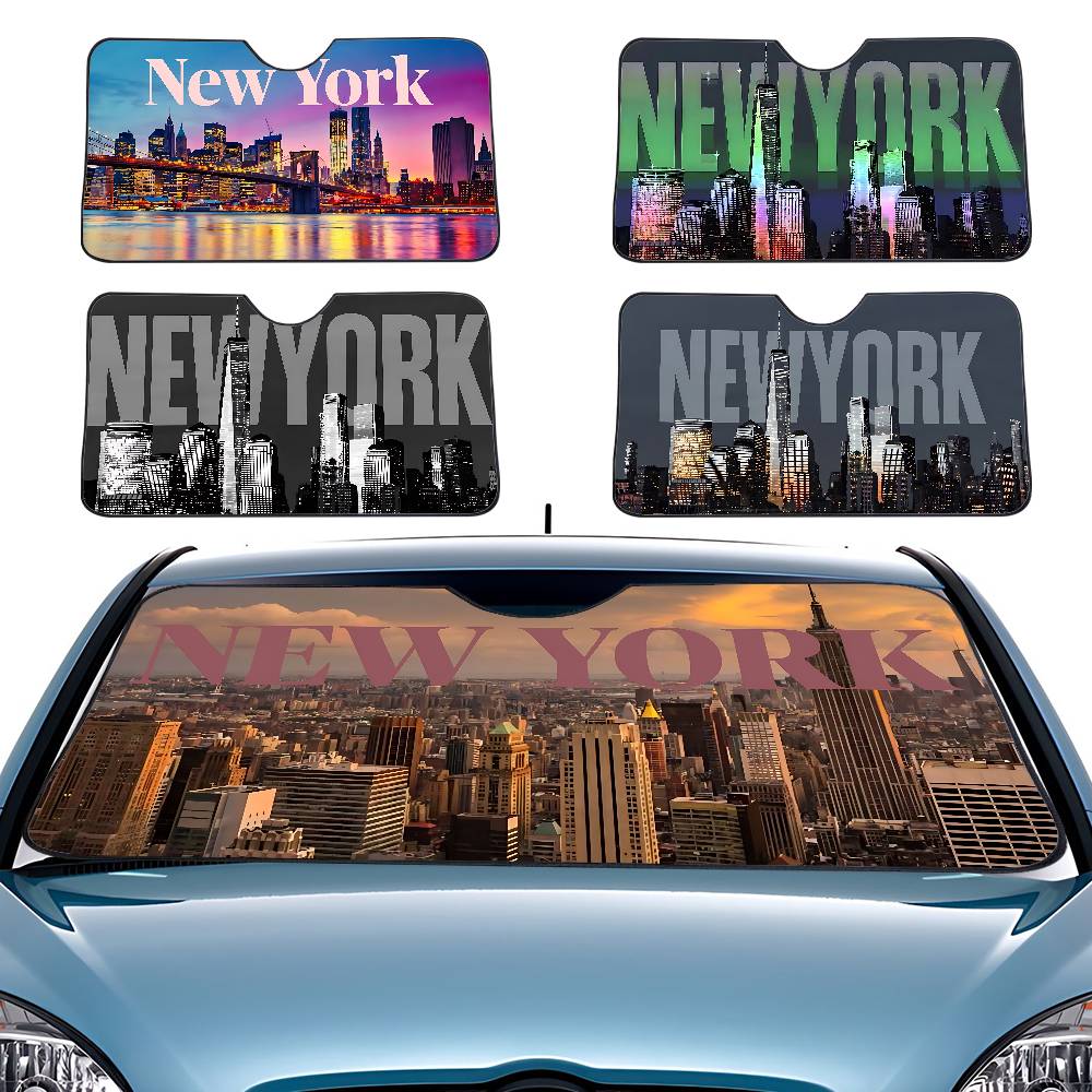 Car Accessories York - ที่บังแดดรถยนต์ลายศิลปะสไตล์นิวยอร์ก ผ้าคลุมกระจกหน้ารถ ที่บังแดดรถยนต์ อุปกรณ์ตกแต่งรถยนต์