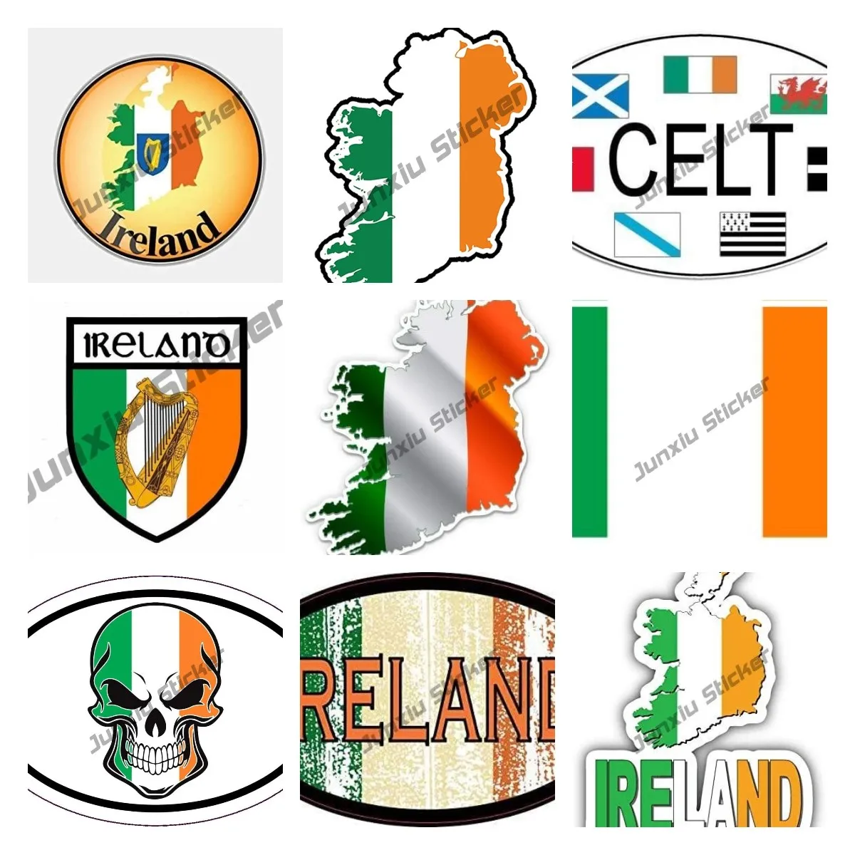 Car Accessories Ireland - สติ๊กเกอร์ไวนิลคุณภาพพรีเมียมลายธงชาติไอร์แลนด์ กันน้ำ ทนแดด สะท้อนแสง อุปกรณ์ตกแต่งรถยนต์และจักรยาน