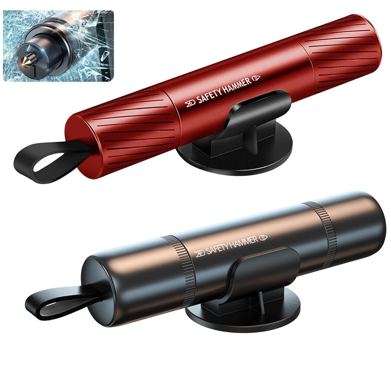 Car Emergency Tool Kit - ค้อนนิรภัยในรถยนต์ 2 in 1 เครื่องมือหนีภัยฉุกเฉิน หัวทังสเตน