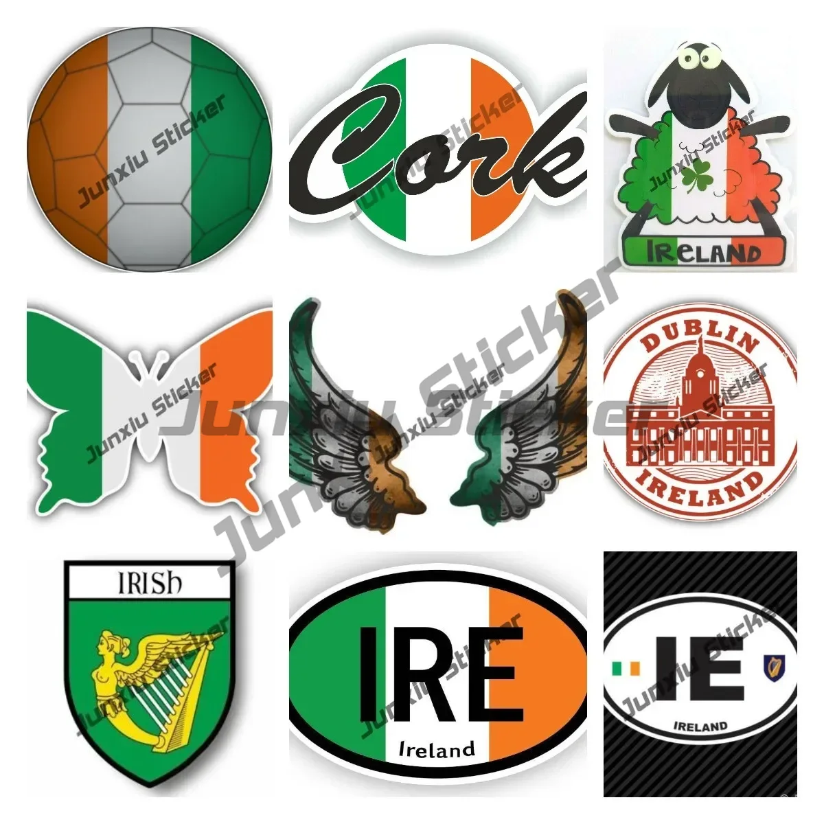 Car Accessories Ireland - ไอร์แลนด์ธงปีกสร้างสรรค์รถจักรยานยนต์สติ๊กเกอร์รถไอร์แลนด์ดับลิน Shamrock Decal รหัสประเทศรถอุปกรณ์ตกแต่งรูปลอก