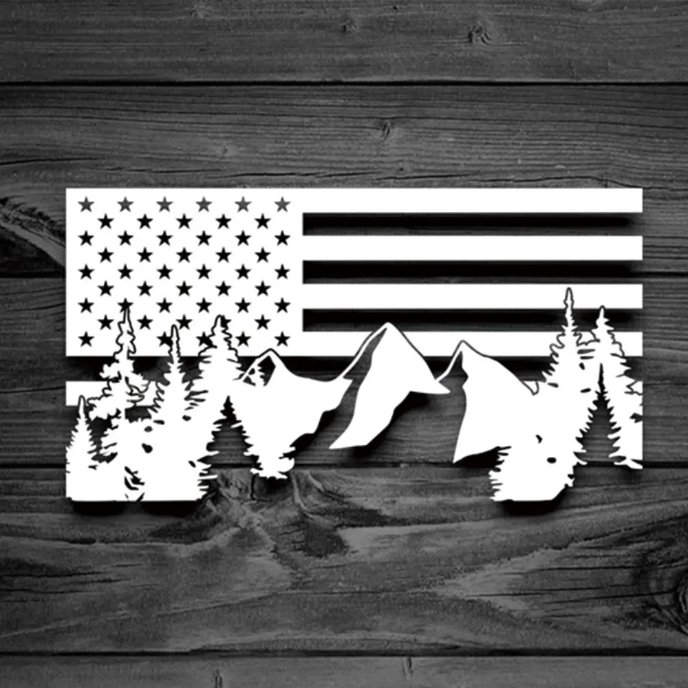 Car Accessories Usa - สติ๊กเกอร์รถ American Flag PVC ป่าธรรมชาติตกแต่งหน้าต่าง Creative