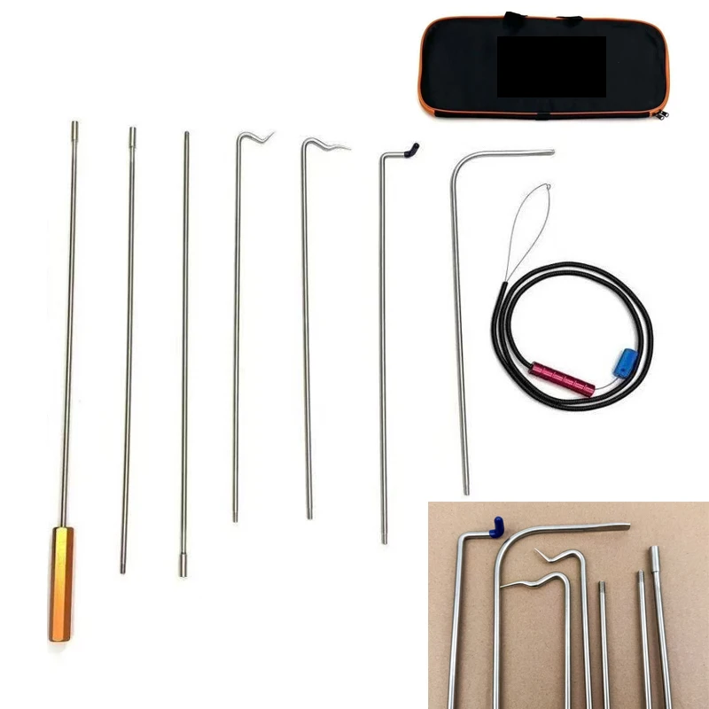 Car Emergency Tool Kit - ชุดเครื่องมือเปิดประตูรถยนต์ฉุกเฉิน 9 ชิ้น/ชุด สำหรับกรณีกุญแจหาย พร้อมปั๊มลมสีดำ อุปกรณ์ตกแต่งรถยนต์