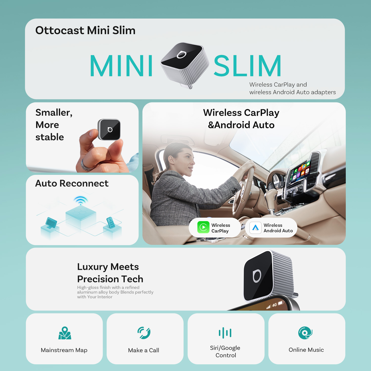 อะแดปเตอร์ Ottocast Mini Slim  - Car Accessories Usa บทวิจารณ์และราคา